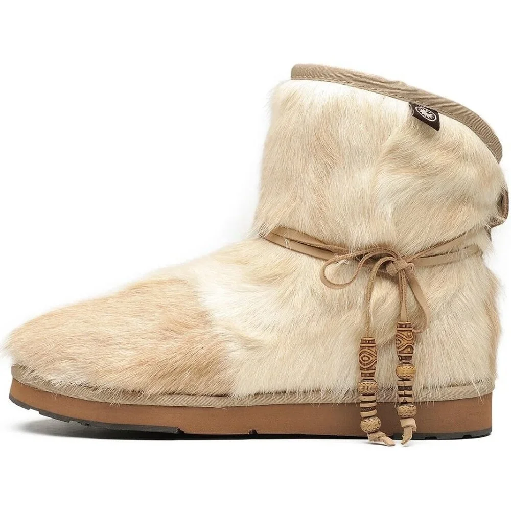Women's White Casual And Versatile Wool Winter Warm Simple Snow Boots